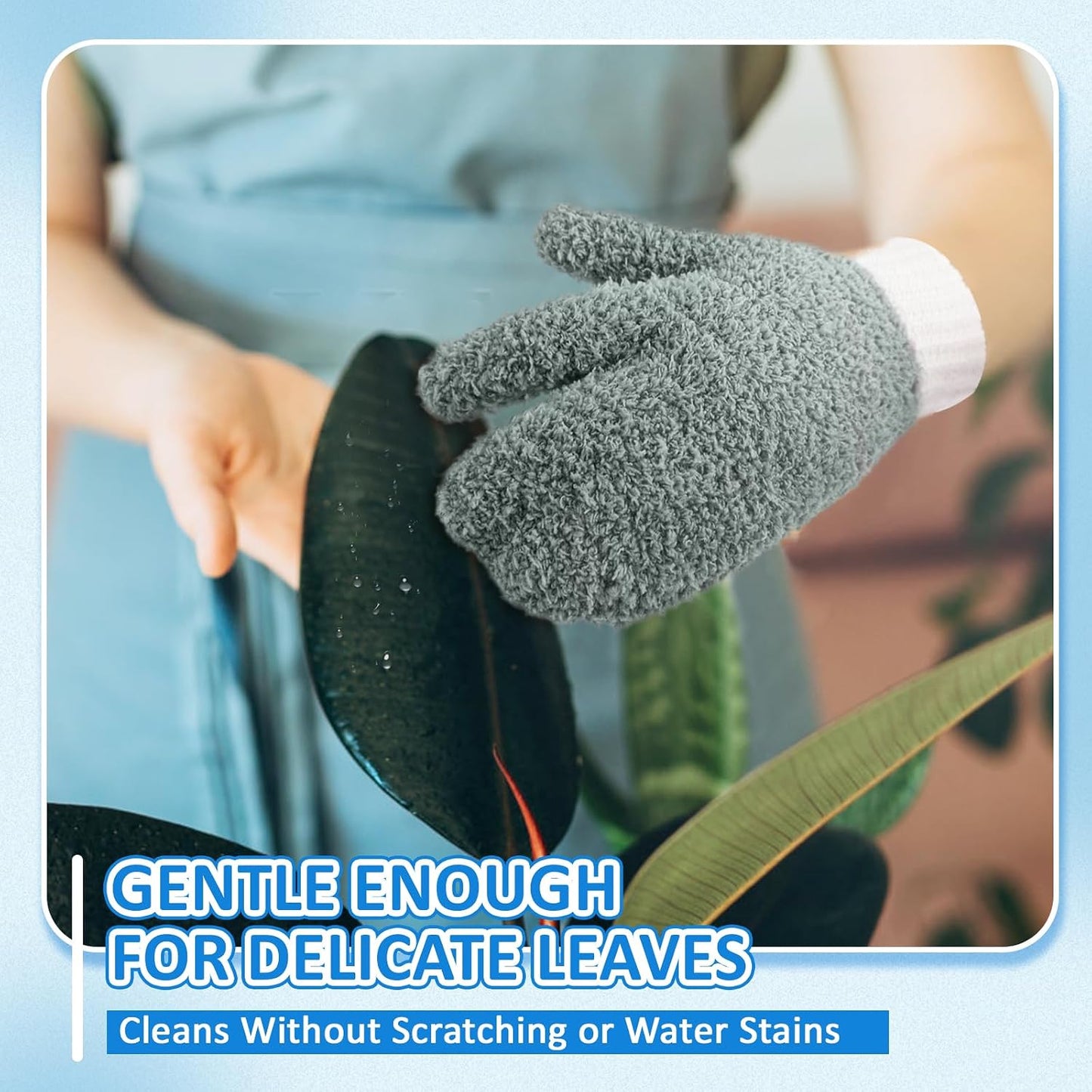 MIG4U Microfiber Dusting Gloves House Cleaning Glove for Blinds, Windows, Shutters, Furniture, and Car, Reusable Lint-Free Blue 1 Pair S/M