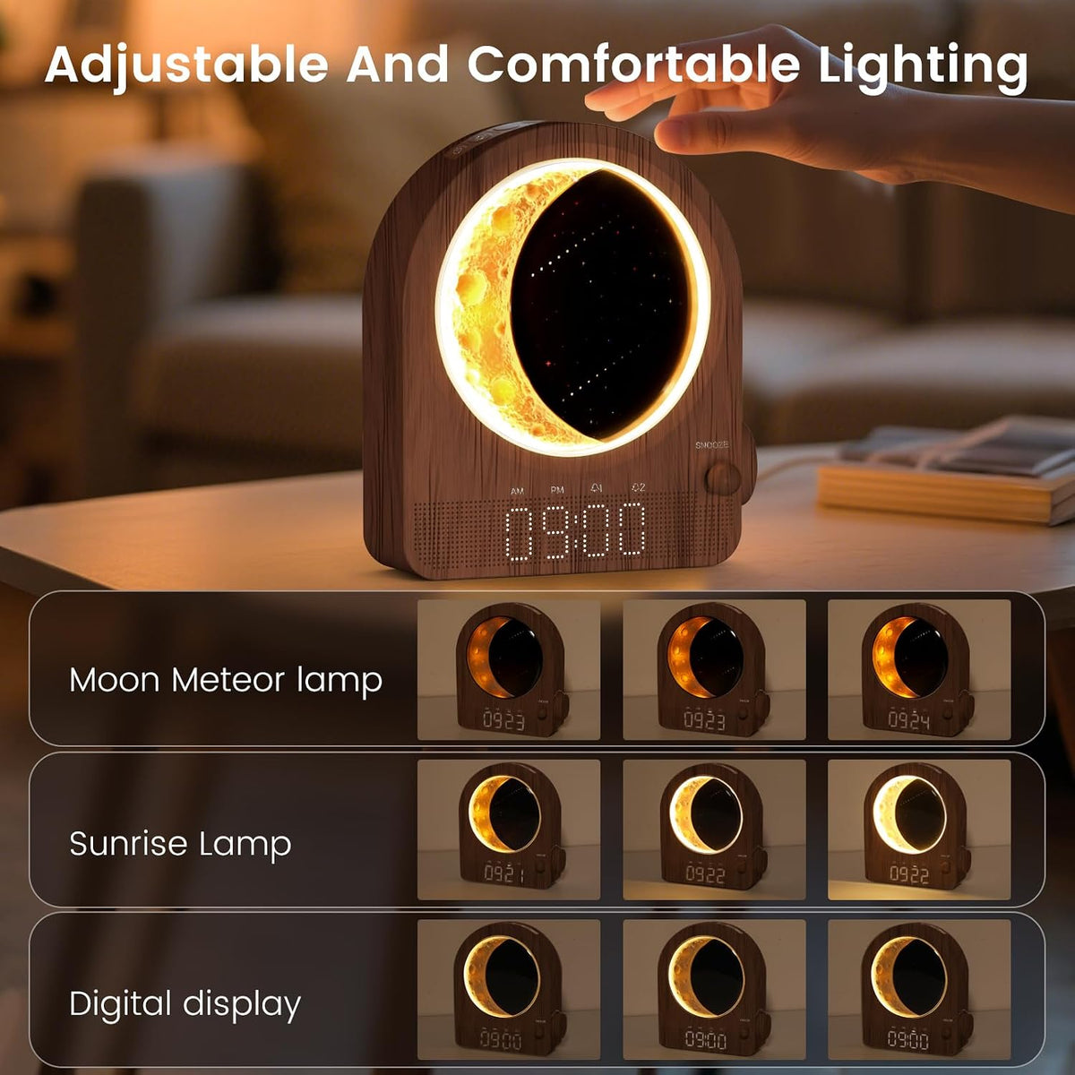 Sunrise Alarm Clock, White Noise Machine, Wood Grain