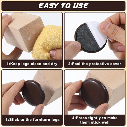 16pcs Furniture Sliders for Carpet 2 inches/1.2 inches Stick Furniture Sliders & Hardwood Floors Furnitures Moving Pads Self Adhesive Chair Gliders for Easy Moving on Carpet (Coffee)