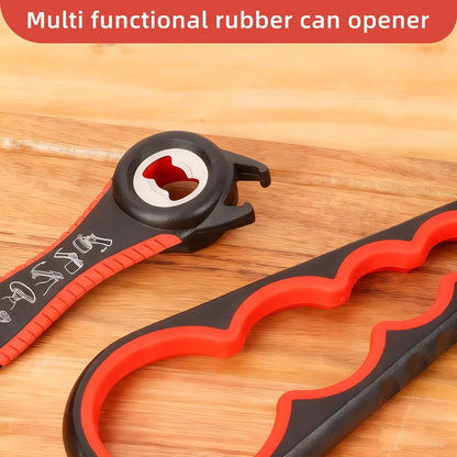 Jar Opener for Seniors with Arthritis,Jar Opener for Weak Hands,5-in-1 Bottle Opener,4-in-1 Can Opener (A-Blue)
