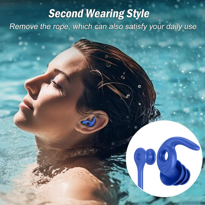 Swimming Ear Plugs for Adults,3 Pairs Waterproof Reusable Silicone Swim Earplugs for Swimming Surfing Snorkeling Showering and Water Pool,Beach,Ocean (Adults & Teens 14+)