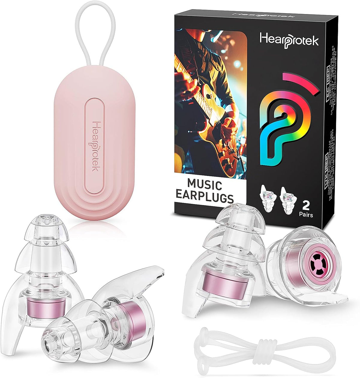 Hearprotek Concert Ear Plugs, 2Pairs Reusable high Fidelity Musician Ear Plugs for Concerts Loud Music-Noise Reduction Ear Protection earplugs for Rave,Festival,Music,Tinnitus Relief
