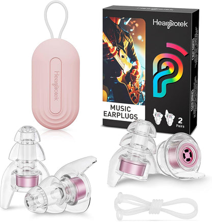 Hearprotek Concert Ear Plugs, 2Pairs Reusable high Fidelity Musician Ear Plugs for Concerts Loud Music-Noise Reduction Ear Protection earplugs for Rave,Festival,Music,Tinnitus Relief