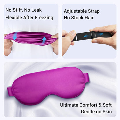 Cooling Eye Mask for Dark Circles Puffiness - Fsa Eligible Items Hsa, Cold Compress for Puffy Eyes Migraines Headache Sleeping After Surgery, Gentle Weighted Travel Essentials Gel Ice Pack (Black)