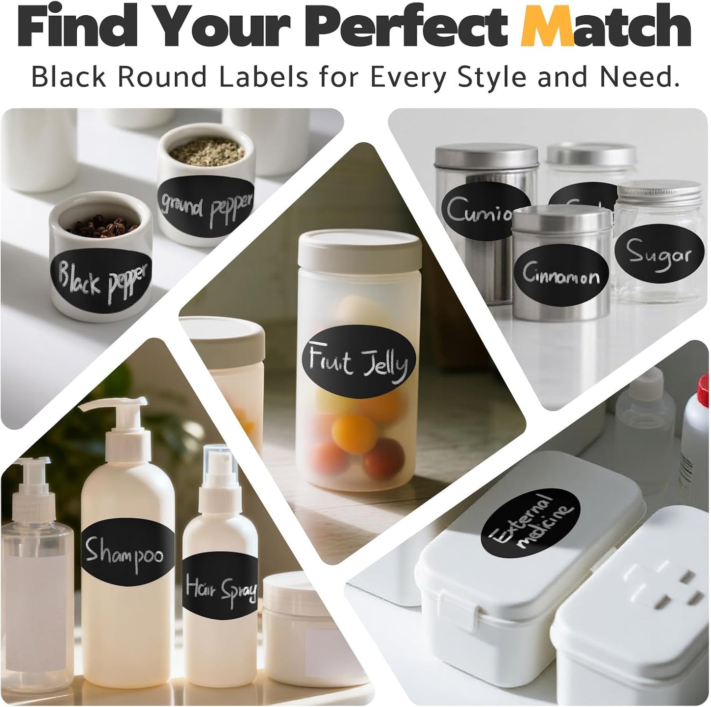 JIEHENG 180Pcs Labels for Jars,Black Wavy Stickers with 1 Chalk Markers | Black,Shape of Wavy,Reusable,Removable Labels for Storage Bins