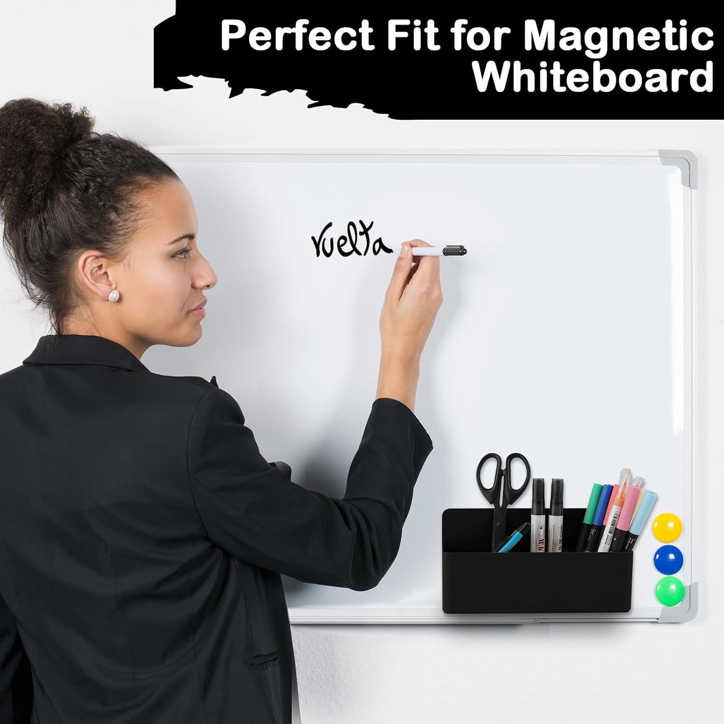 KITANIS Magnetic Pen Holder,2 Pack Magnetic Dry Erase Marker Holder with Generous Compartments,Strong Magnet Storage Marker Pen Pencil Organizer for Refrigerator,Whiteboard,Locker Accessories
