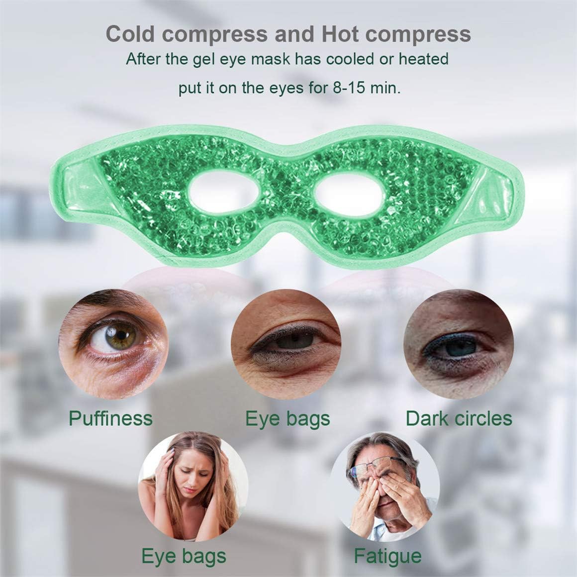 Cooling Gel Eye Mask with Eye Holes, 2 PCS Cold Eye Packs for Puffiness & Swelling, Reusable Hot Cold Compress Heat Ice Gel Pack, Purple and Pink