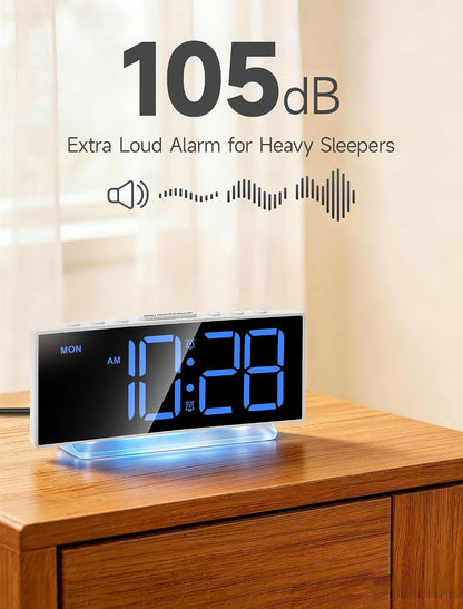 Cadmos Digital Alarm Clock - Extra Loud for Heavy Sleepers Adults Teens Kids, Rainbow Bedside Clock for Bedrooms, Large Display, 7 Color Night Light, Weekday & Weekend, 12/24h (Black+Dynamic)