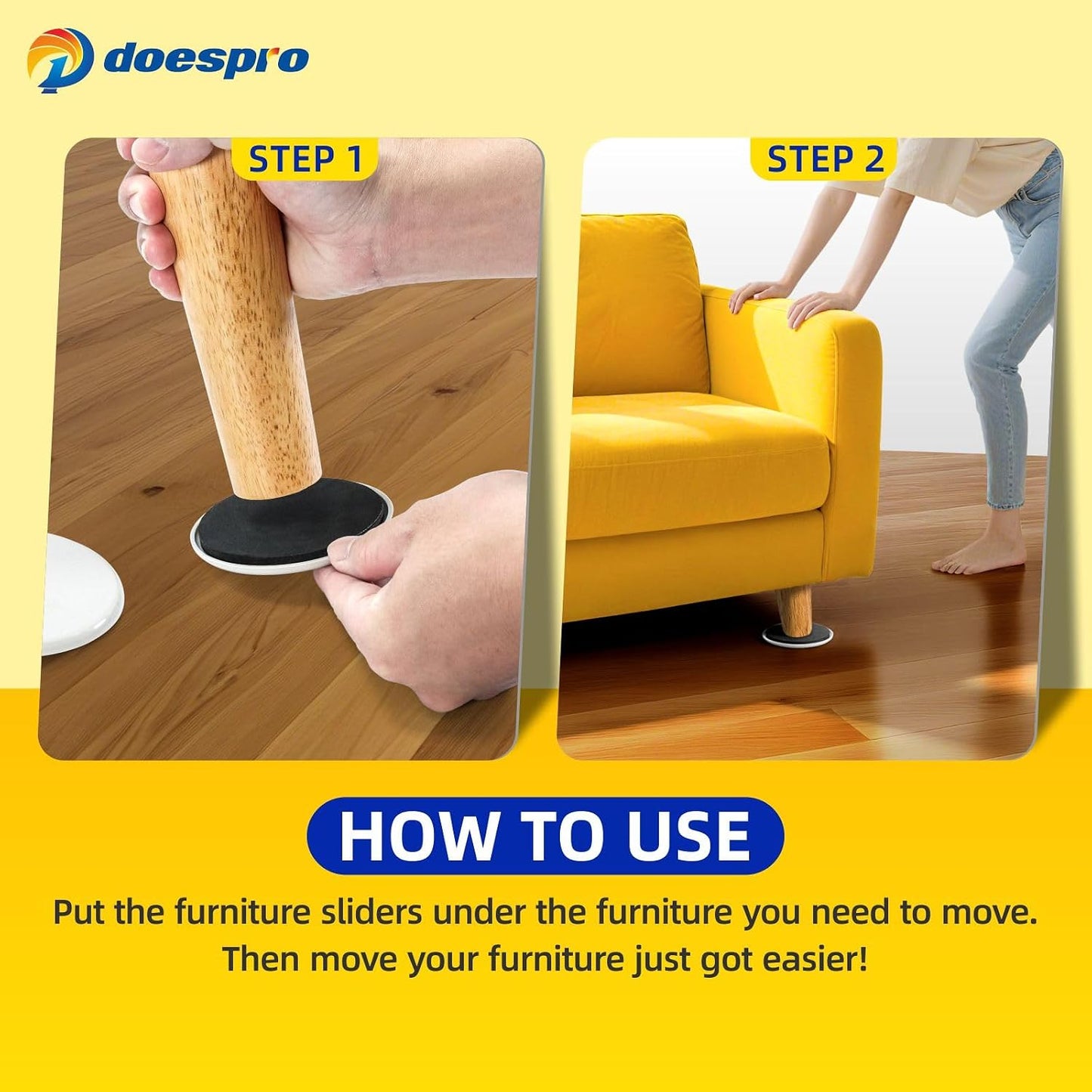 40PCS 1.4" Furniture Sliders for Hardwood Floors & Carpet, Self-Stick | PE Round Furniture Pads & Chair Glides for Hardwood Floors, Floor Protectors for Moving Furniture & Kitchen Appliances Easily