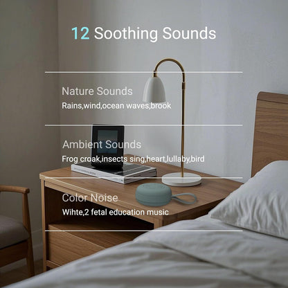Portable Baby Sound Machine [White Noise for Babies Kids Adults][Supports Bluetooth Audio Playback][Timer Function][12 Soothing Sounds] 15 Hours Battery Life, Travel,Shower,Clips on Baby Stroller