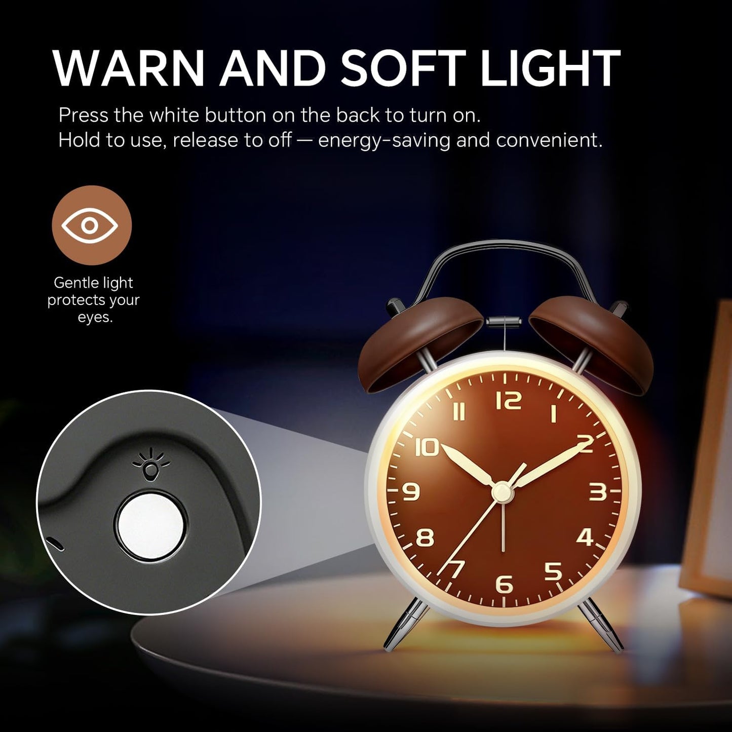 4.5" Analog Alarm Clock for Heavy Sleepers, Loud Battery Operated Alarm Clocks with Light, Metal Silent Desk Clock for Bedrooms, Retro Bedside Clocks for Kids Girls Women Mother Seniors, Pink