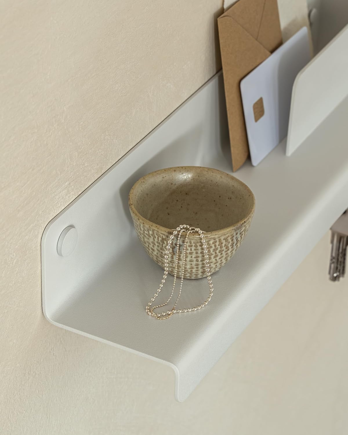 Kazai. Key Holder for Wall 'Holmsen' | Minimalist Key Hooks Design from Berlin | Modern Key Hanger with Metal Shelf | Key Hook Wall Mounted as Hallway Furniture | Sand Taupe