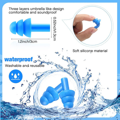 TrelaCo 200 Pairs Ear Plugs Bulk, Reusable Silicone Ear Plugs, Black