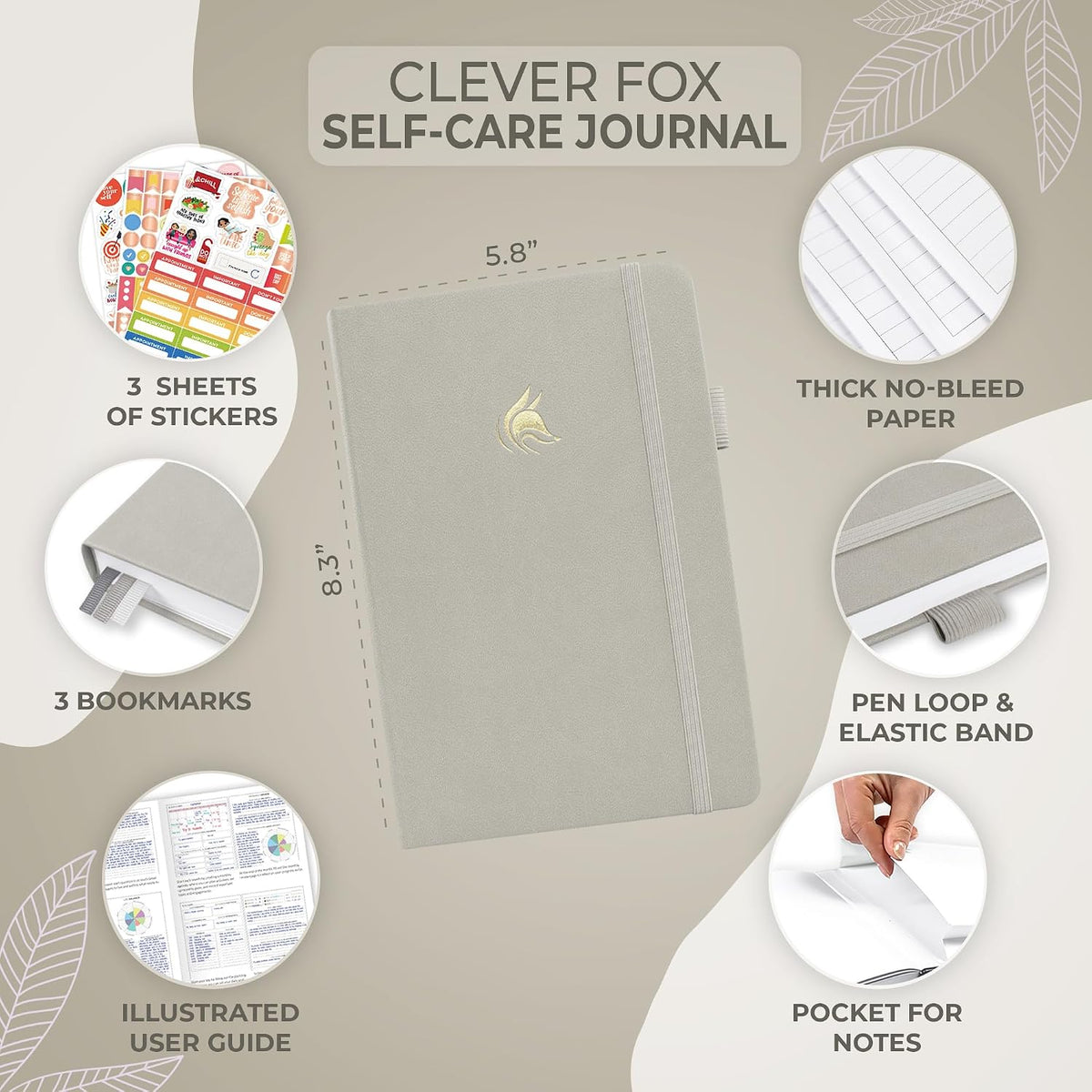 Clever Fox Self-Care Journal for Women, Daily Planner 5.8x8.3 Mystic blue