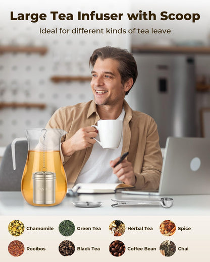 House Again Tea Infusers, Extra Fine Mesh Tea Strainers for Loose Tea, Updated Slim Threaded Lid & 304 Stainless Steel, Filter Bags Diffusers, Loose Leaf Tea Steeper for Brew Tea Spices & Seasonings