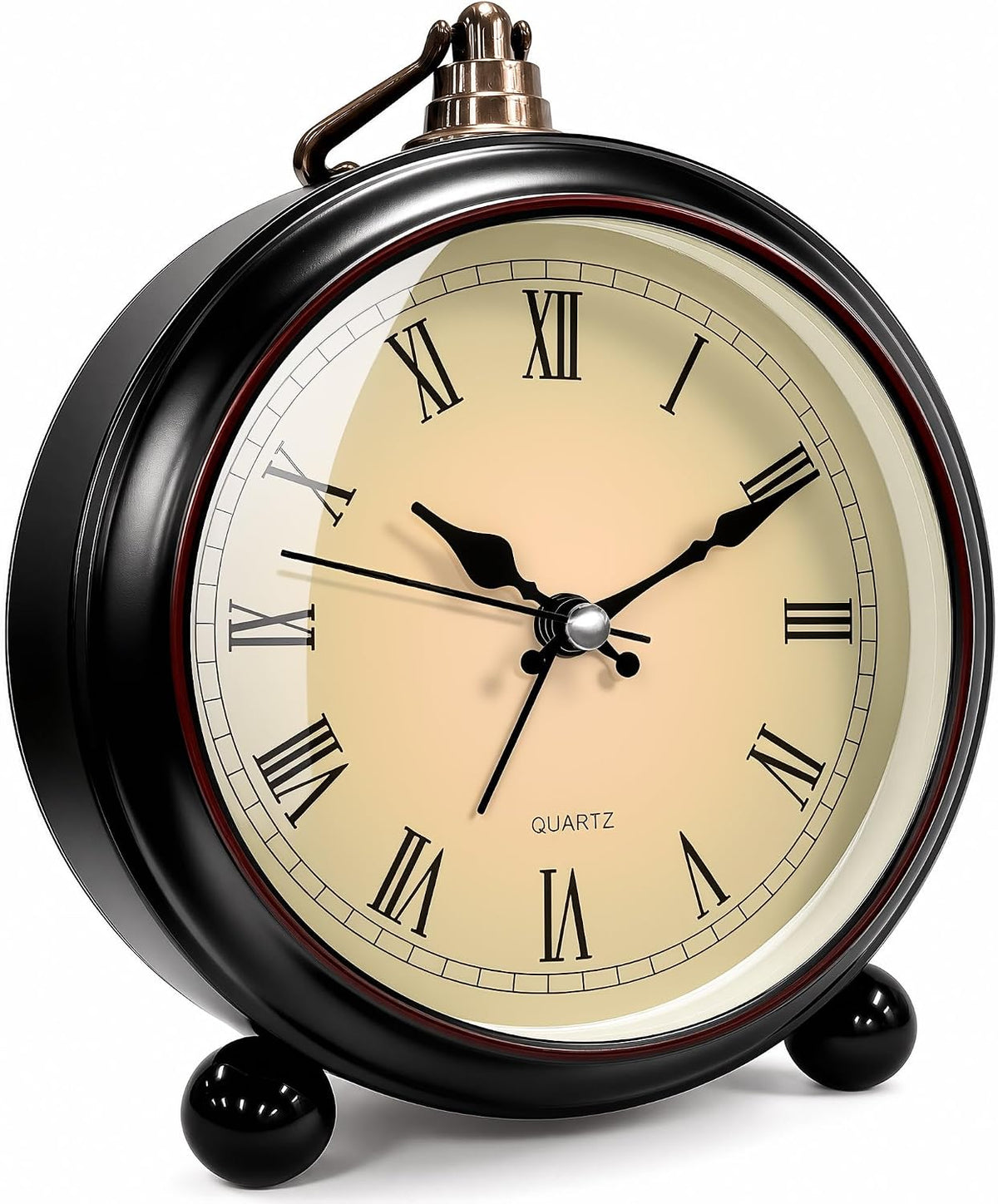 TooTa Vintage Retro Analog Alarm Clock, 4.5 inch Super Silent Non Ticking Small Clock with Night Light, Battery Operated, Simply Design, for Living Room, Bedroom, Bedside, Desk, Gift Clock (Arabic)