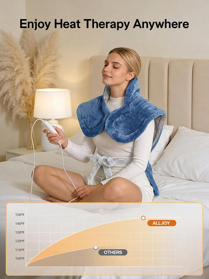ALLJOY Heating Pad for Neck and Shoulders and Back Pain Relief | 24"x33" Weighted Heating Pad for Back with 10 Heat Levels & 4 Timers, Auto Shut-Off, Birthday Gifts for Men Women, Grey