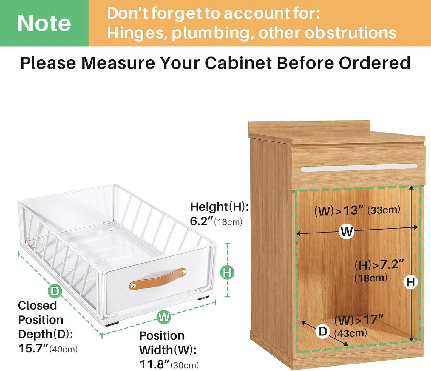 Pull out Cabinet Organizer,Heavy Duty Slide out Pantry Shelves Drawer Storage with Adhesive Nano Film,Sliding Mesh Cabinet Basket with Handle for Kitchen, Bathroom, Home, 11.8"W X 15.7"D X6.2"H,Black