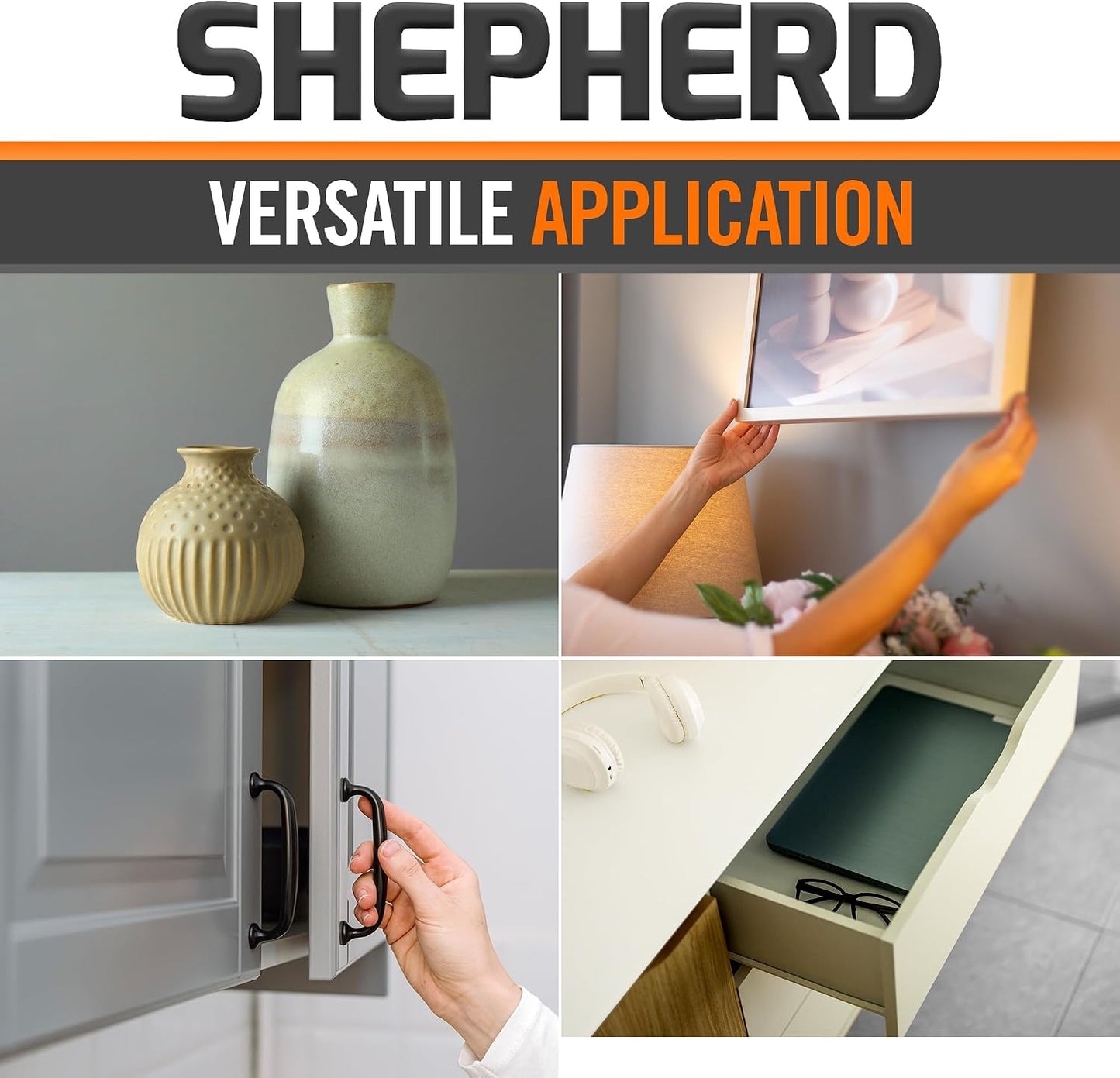Shepherd Hardware 9957 3/8-Inch Self-Adhesive Felt Furniture Pads, 75-Pack, White