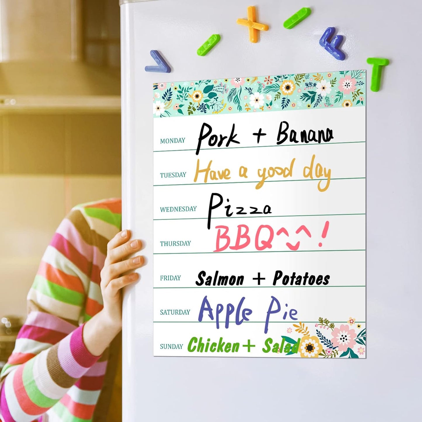 Outus 2 Pieces Magnetic Weekly Dry Erase Boards Erasable Weekly Calendars Whiteboard Planners with 2 Pieces Markers for Office, Home, School Supplies (Color 1, 9.4 x 7.5 Inch)