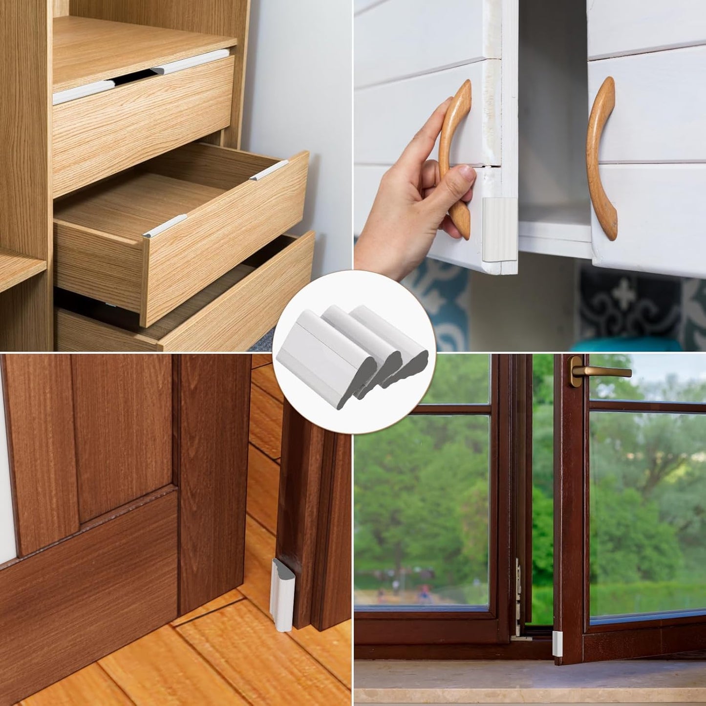 Kneelisa Wedge-Shape Window Weather Stripping Door Frame Seal 118” White | Upgrade Black Foam,Soundproofing,Draft Stopper,Winter Insulation,Noise Blocker, Gap Filler for Exterior Front Door Side