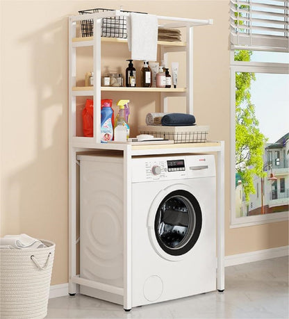 3 Tier Wooden Over The Washer and Dryer Storage Shelf, Bathroom Shelf Washing Machine Storage Shelves Utility Rack Freestanding Laundry Drying Rack Heavy Duty for Bathroom