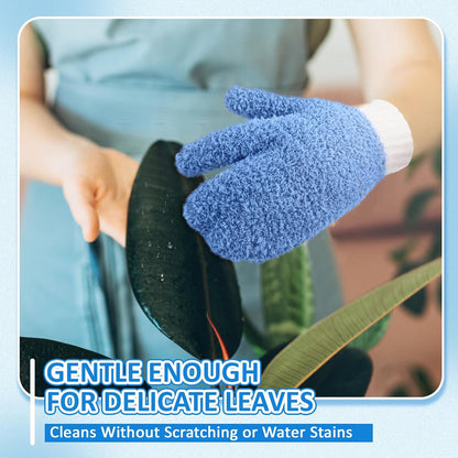 MIG4U Microfiber Dusting Gloves House Cleaning Glove for Blinds, Windows, Shutters, Furniture, and Car, Reusable Lint-Free Blue 1 Pair S/M