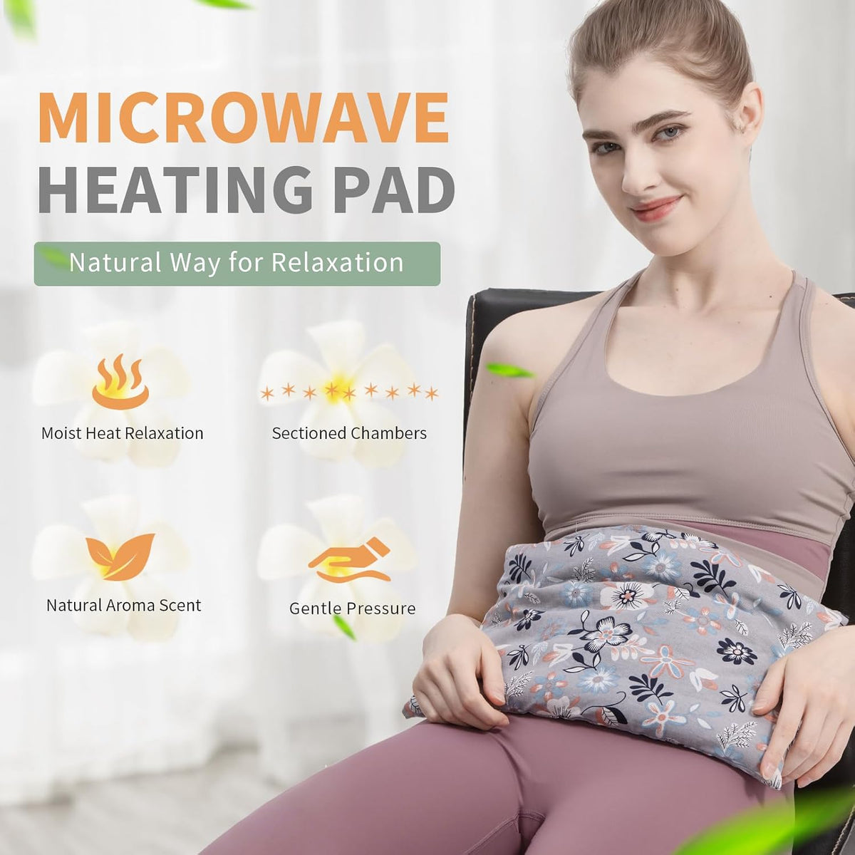 UNCN Wide Microwave Heating Pad with Washable Cover 9.5 x 16in Microwavable