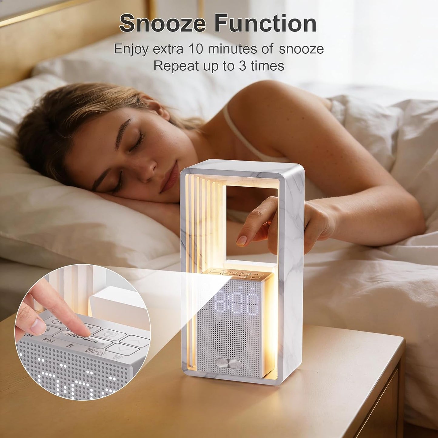 Hensam Sunrise Alarm Clock with 20 White Noise & Night Light for Bedroom | Gentle Sunrise Wake-Up, 20 Soothing Sounds &Timer, Dual Alarms & Snooze, Dimmable Touch lamp, for Kids Babies Adults