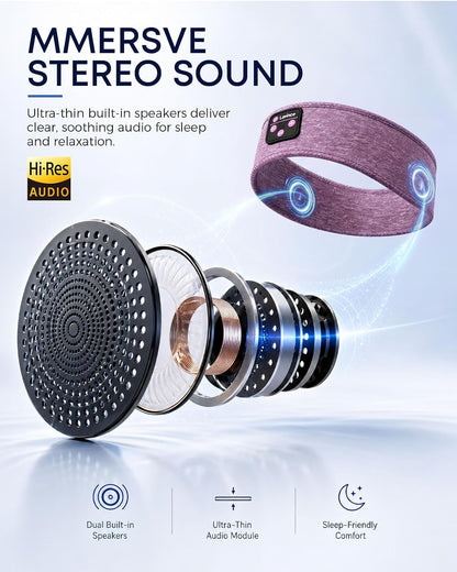 Sleep Headphones Headband, Bluetooth 5.4 Sleeping Headphones for Side Sleepers, Wireless Headband Headphones with Ultra-Thin Stereo Speakers for Sports, Workout, Travel, Meditation