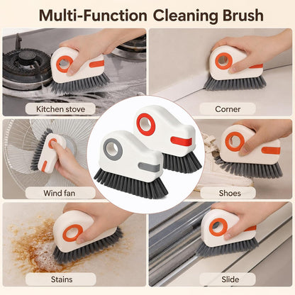 2 PCS Groove Cleaning Brush, Non-Shedding Gap Cleaner Tools | 2 in 1 Window Track Cleaning Brush with Hard Bristle and Hidden Scraper Shutter for Window Track, Kitchen Tile, Car Interior
