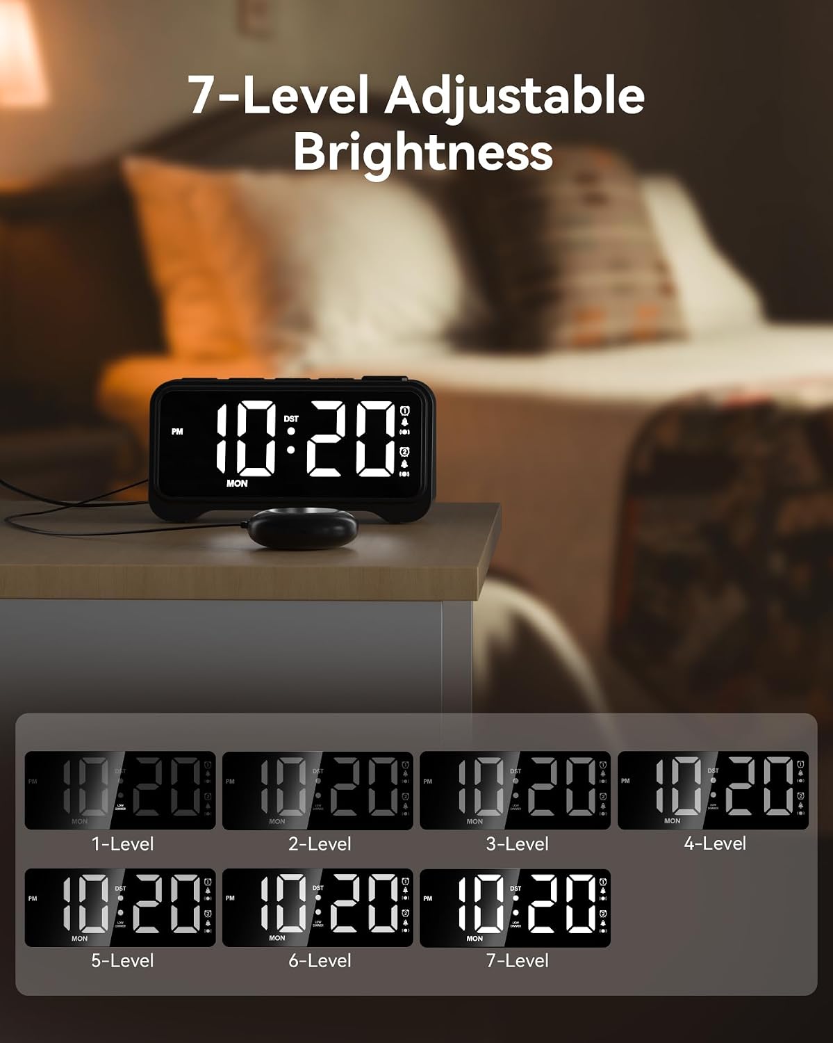 Loud Alarm Clock for Heavy Sleepers Adults, Bed Shaker Alarm Clock