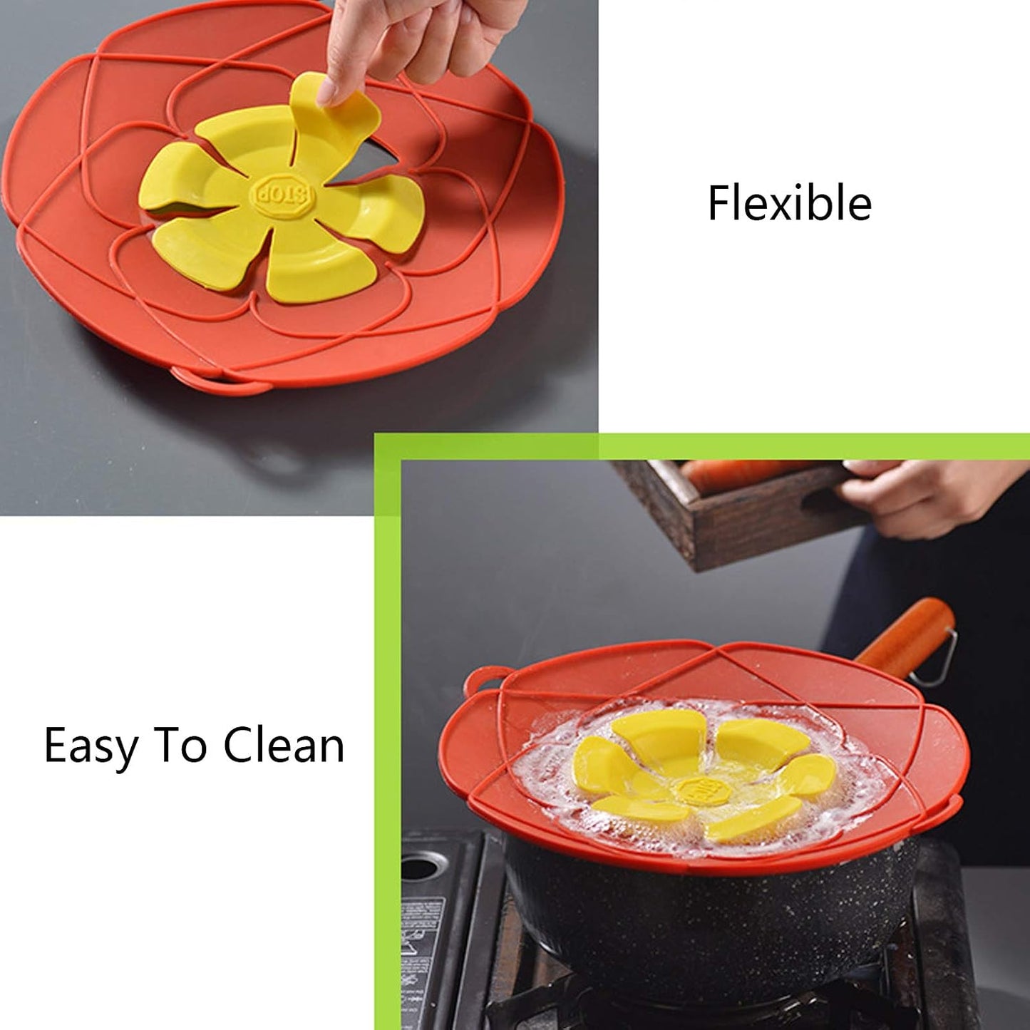1 Pack Spill Stopper Lid Cover for Pans and Pots Boil, Boil Over Safeguard, Anti Spill Lid Fits Openings 5.5" to 9.5" in Diameter (Green)