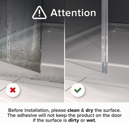 Frameless Shower Door Side Seal X-Protector - 40" Shower Door Seal | Self-Adhesive Shower Door Sweep - Premium Door Side Seal Strip - Silicone Glass Shower Seal Strip for All Door Thicknesses!