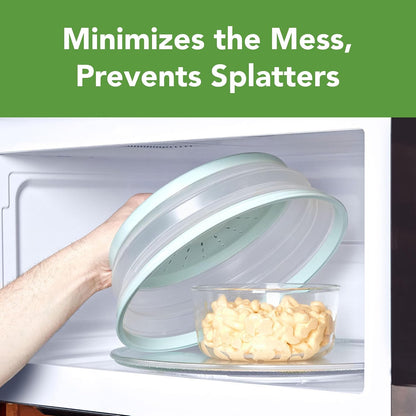 Tovolo Microwave Splatter Cover for Food, Large (Charcoal) - Collapsible & Vented Silicone Splatter Guard Lid - Microwave Plate & Dish Cover with Handle - BPA-Free Kitchen Gadget for Meal Prep