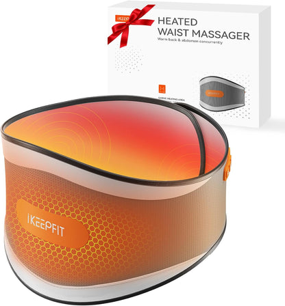 IKEEPFIT Portable Heating Pad for Back & Period Cramps, MAXwarm 2.0, Cordless Lower Back & Menstrual Heated Pad with Massager for Pain Relief, Wearable Heat Belt, Extra Large 70" (Grey)