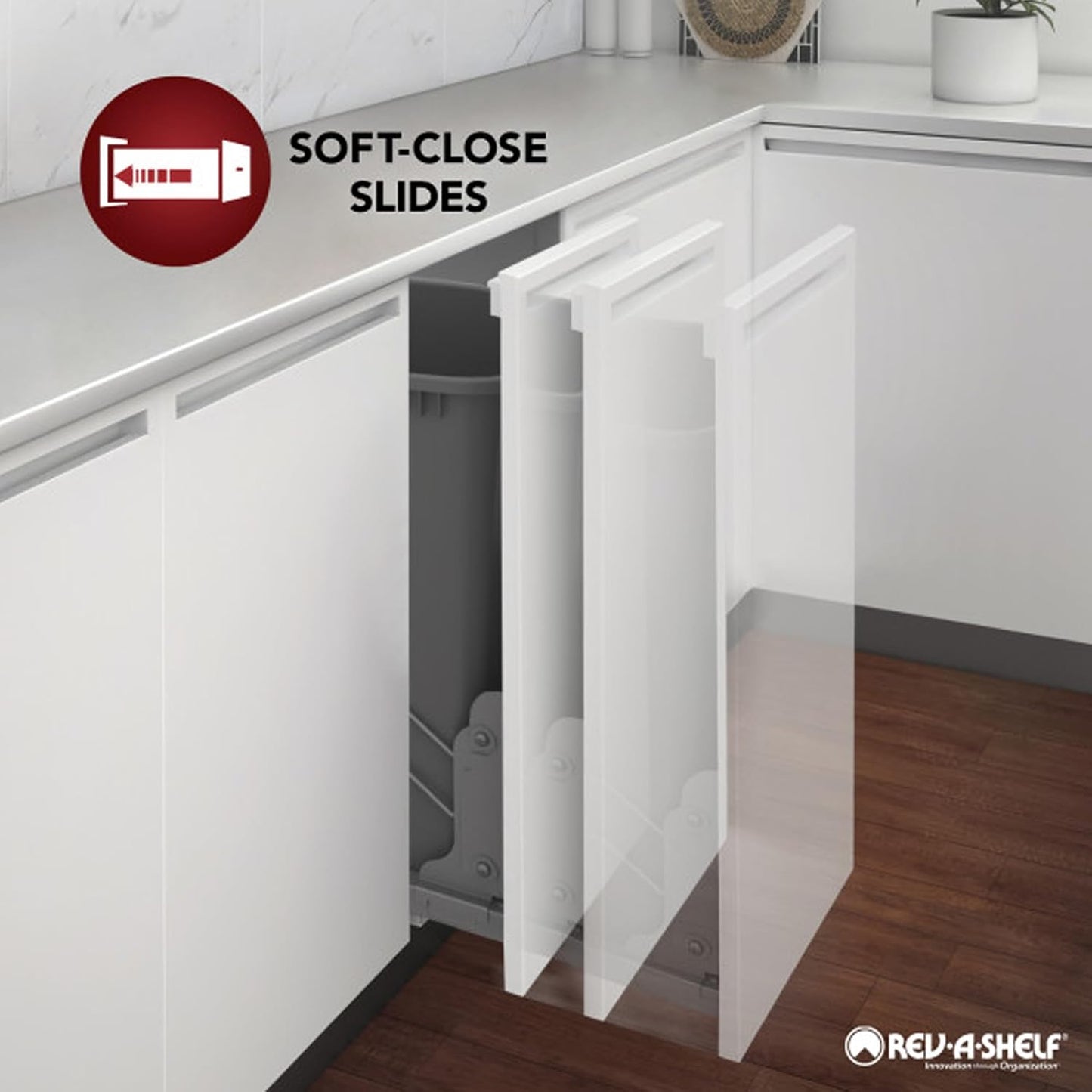 Rev-A-Shelf Pullout Organizer w/Soft-Close, Min Cabinet Opening 5.5" W | 5" W Slide Out Pantry Spice or Utensil Storage Rack w/BLUM Soft-Close & Adjustable Shelves for Base Cabinet, 448UT-BCSC-5C