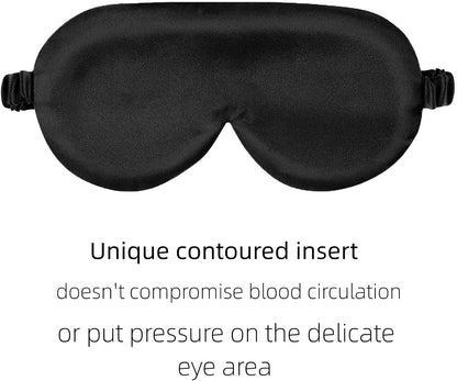 Alaska Bear Sleep Mask Silk Eye Cover with Shaped Pad, Machine Washable | Pressure-free Sleeping, Foam Insert, Upgrade Contour Over Conventional Flat Satin Eye Masks