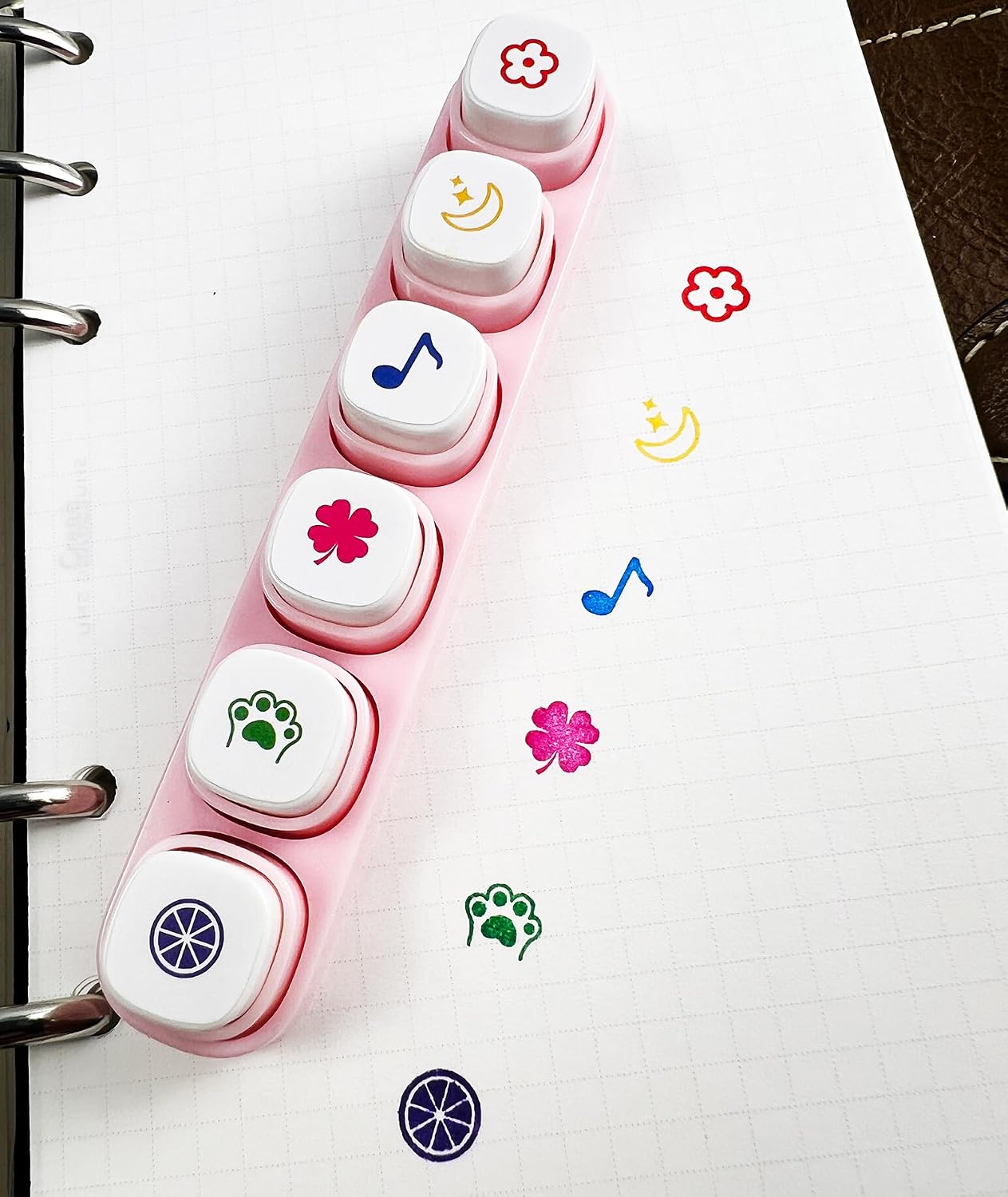 6-in-1 Pre Self-Inking Planner Stamp Set - Portable Emoticon Weather Themes Stamps with Storage Case for Bullet Journal, Scrapbooking, Travel, Daily Planning -100mm x 15mm (Quick-Dry Ink, 2pcs)