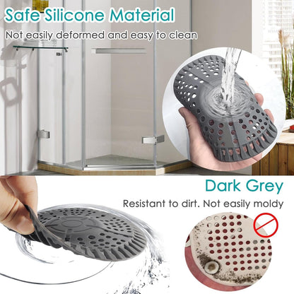 Shower Drain Hair Catcher, 5.5in Shower Hair Catcher Large Premium Silicone Drain Protector Strainer, Shower Drain Cover for Shower Room, Floor Drain, Bathroom Sink, Dark Grey