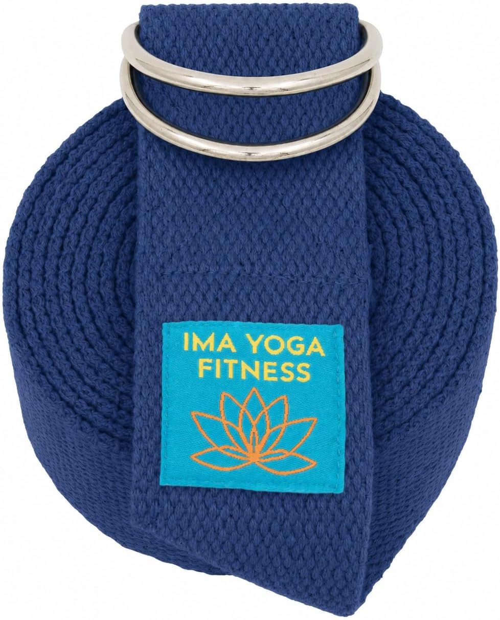 Adaptive Yoga Strap for Stretching - Extra-Wide 2 Inches 100% Cotton Stretch Strap with Steel D-Rings for Physical Therapy, Pilates & Flexibility - Storage Pouch & E-Book