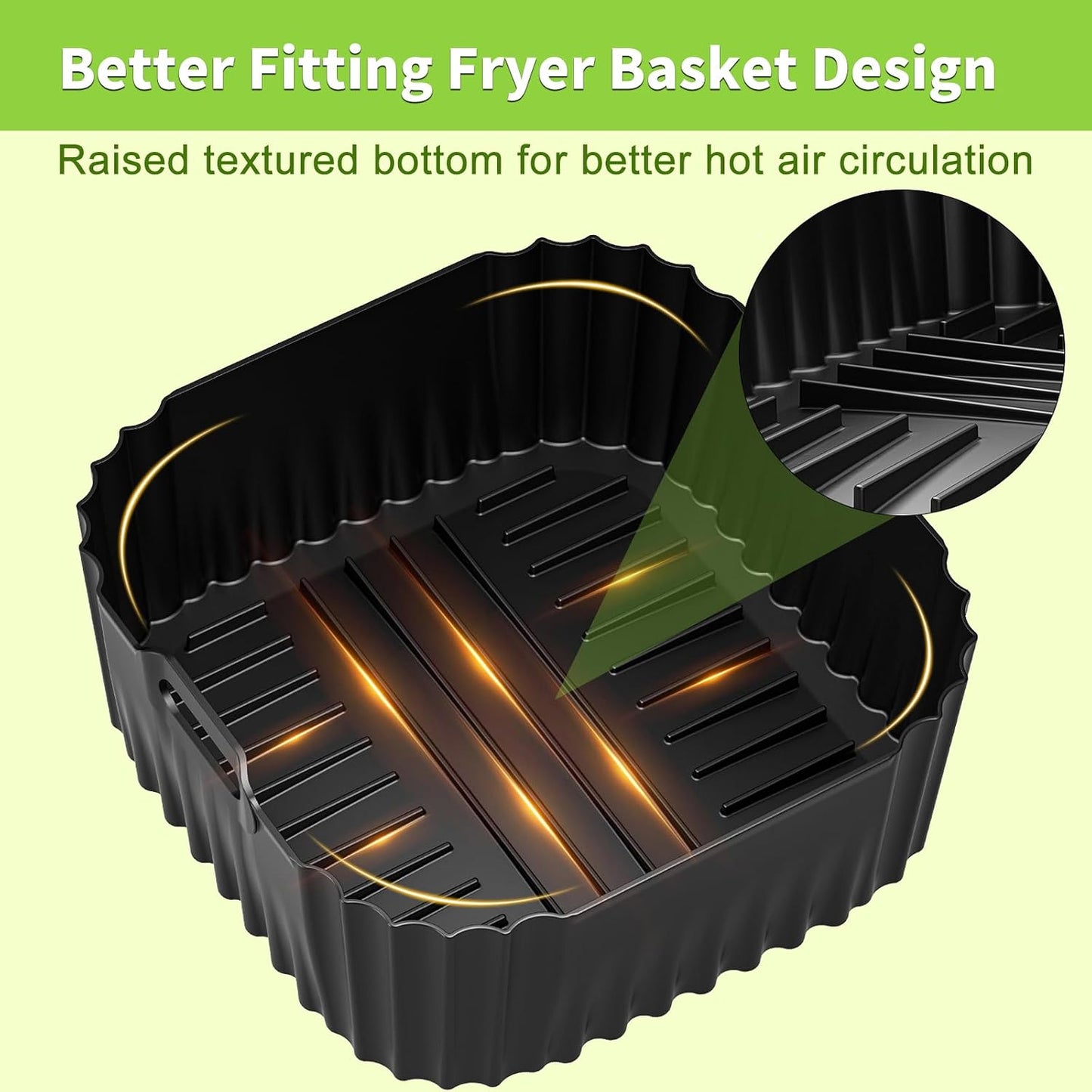 Air Fryer Silicone Liners Square for Chefman 8QT Air Fryer 3 Pack Reusable | Silicone Pot Baking Accessories for Instant, Nuwave, Gourmia and other 8QT to 10QT Large AirFryer, 2 In 1 Liners