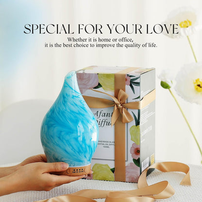 Porseme Oil Diffuser 3D Glass Aromatherapy Ultrasonic Humidifier, Air Refresh Auto Shut-Off, Timer Setting, BPA Free for Home Hotel Yoga Leisure SPA Gift 150ml Last 6H - Colors B