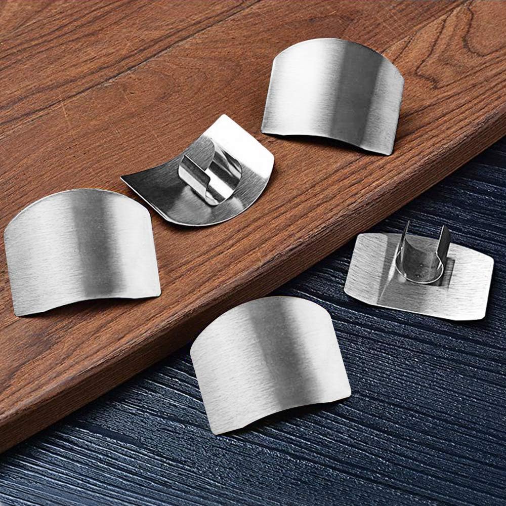 SourceTon Stainless Steel Finger Guard (5-Pack) - Adjustable Kitchen Safety Protector for Vegetable, Fruit & Meat Cutting