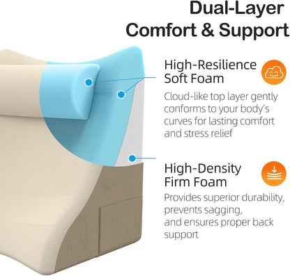Vekkia 21” Back Rest Pillow with Dual-Layer Foam for Reclining and Sitting