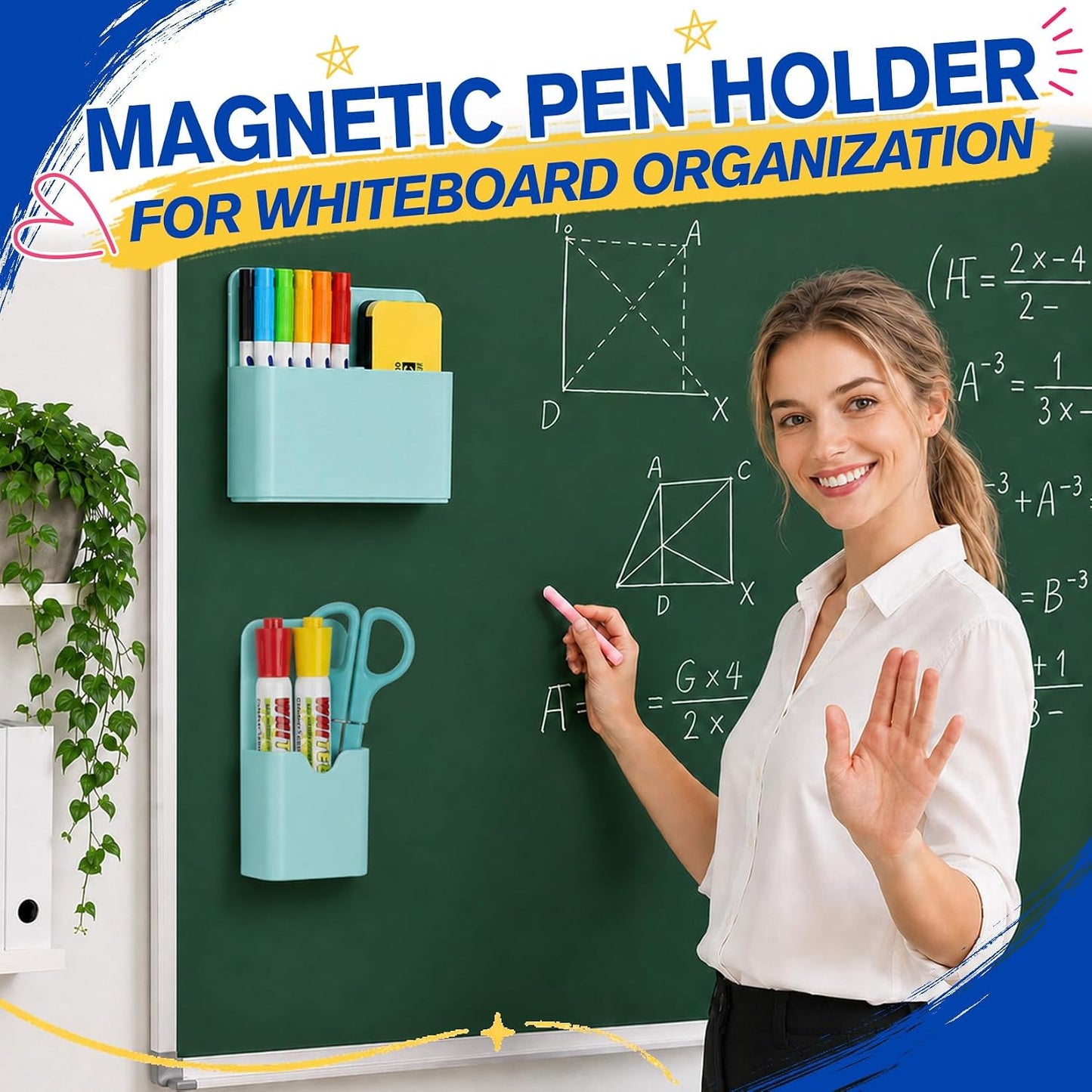 Magnetic Pen Holder, Magnetic Marker Holder, 4 Pack, White | Magnetic Cups for Dry Erase Markers, Pen Organizer for Whiteboard, Refrigerator, Locker, Cruise, Classroom, Office, School