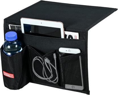 Bedside Caddy,Bedside Organizer Caddy Under Mattress,Holds Magazines,Books (4 Pockets-Grey)