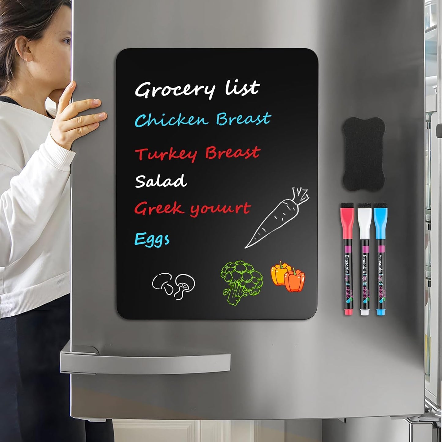 MaxGear Magnetic Dry Erase Board for Fridge, 12 x 8 Inch, Markers Included | Strong Magnetic Backing, Stain Resistant Surface, Easy to Write and Erase, Ideal For To-do Lists, Includes 3 Markers 1 Erase