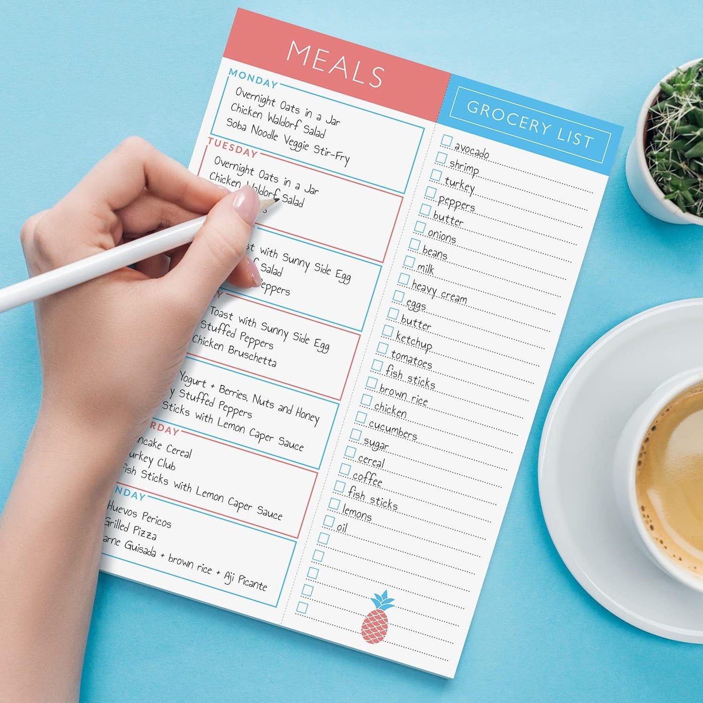 Sweetzer & Orange Fruity Weekly Meal Planner and Grocery List Magnetic Notepad. 7x10” Meal Planning Pad with Tear Off Shopping List. Plan Weekly Menu Food for Weight Loss or Dinner List for Family!
