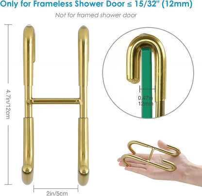 Shower Door Hooks (2-Pack), Towel Hooks for Bathroom Frameless Glass Squeegee Hooks, Black